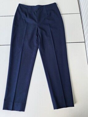 VTG Margaret M. Womens Navy Blue Flat Front Pants Canada Made  Side Zip Sz 10